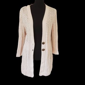 Christopher Banks cream cardigan sweater, size Lar